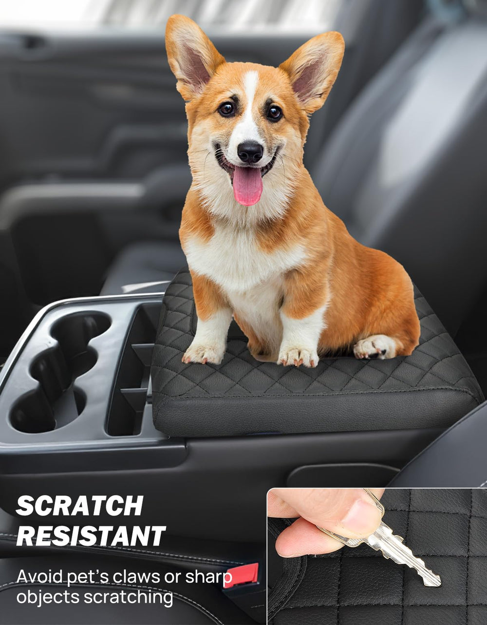 JOYTUTUS pet-friendly non-slip protection for vehicle console during trips.