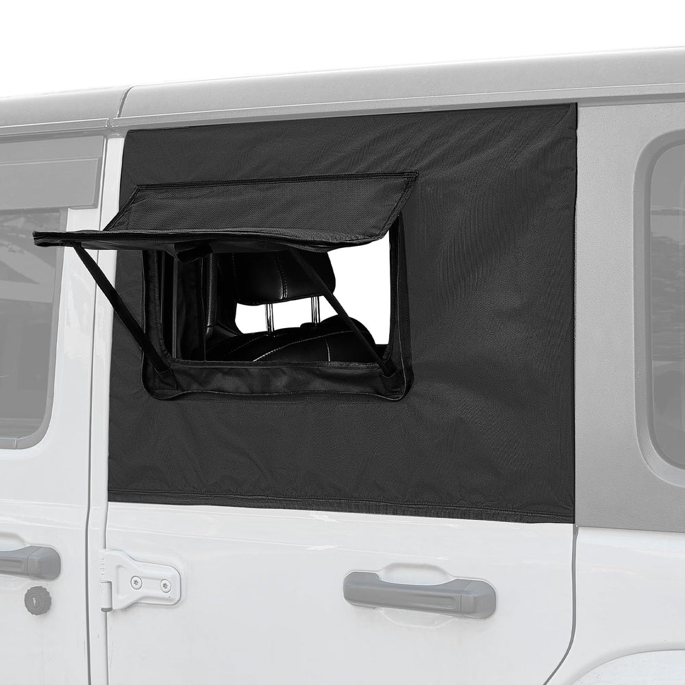 JOYTUTUS rear shade on Wrangler window blocks sun glare and adds privacy.