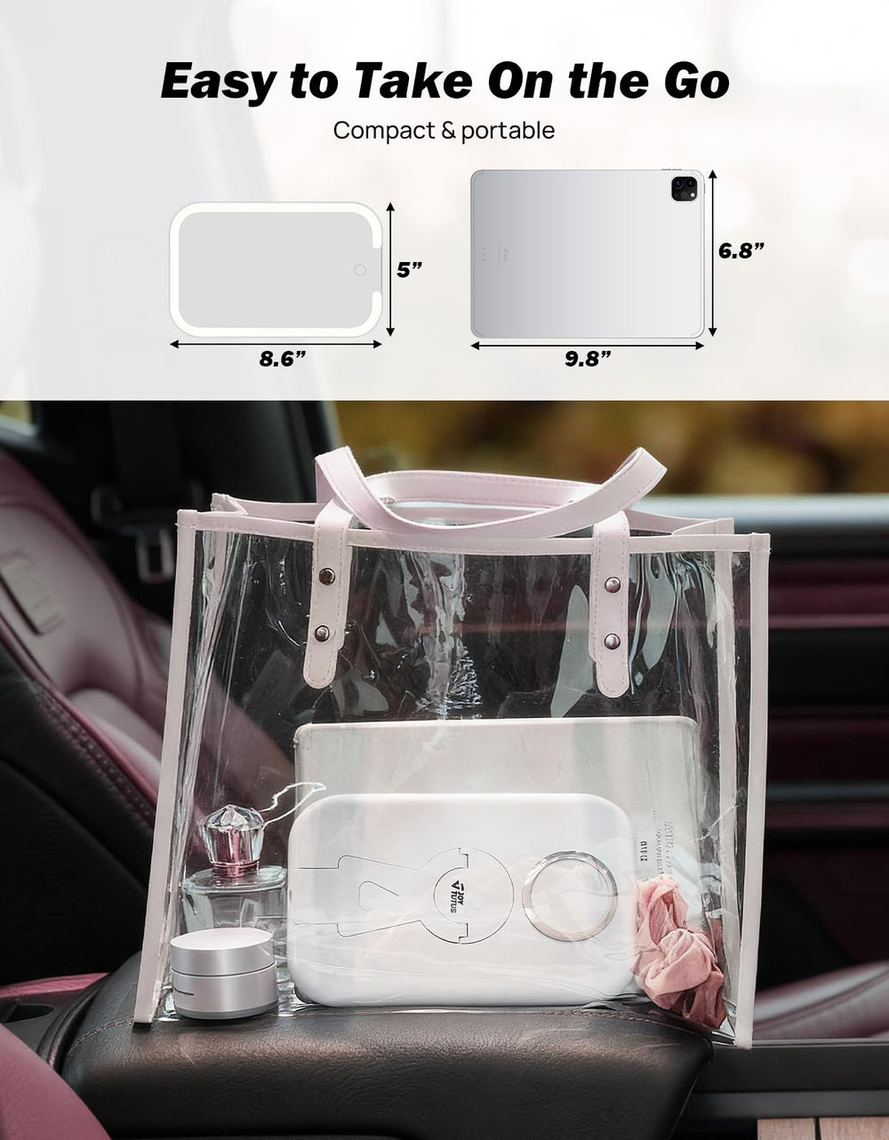 Joytutus rechargeable travel mirror with built-in battery.
