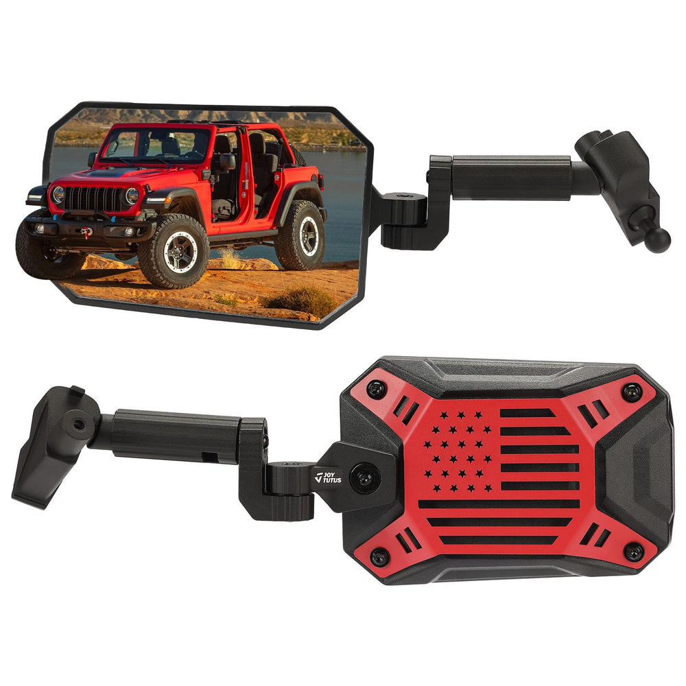JOYTUTUS red mirrors for Wrangler JL/JT offer wider, distortion-free rear visibility