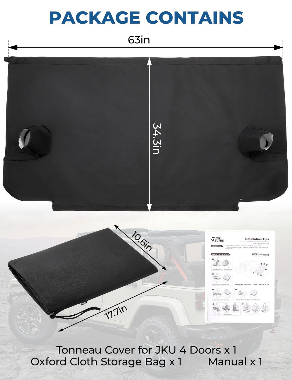 JOYTUTUS tonneau cover installation guide shot displaying simple setup steps