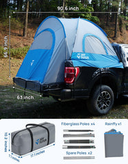 JOYTUTUS truck tent complete set includes rainfly, bag, poles, and guide.