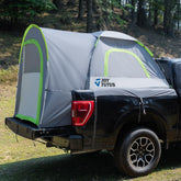 JOYTUTUS truck tent with rainfly provides rain protection for gear outdoors