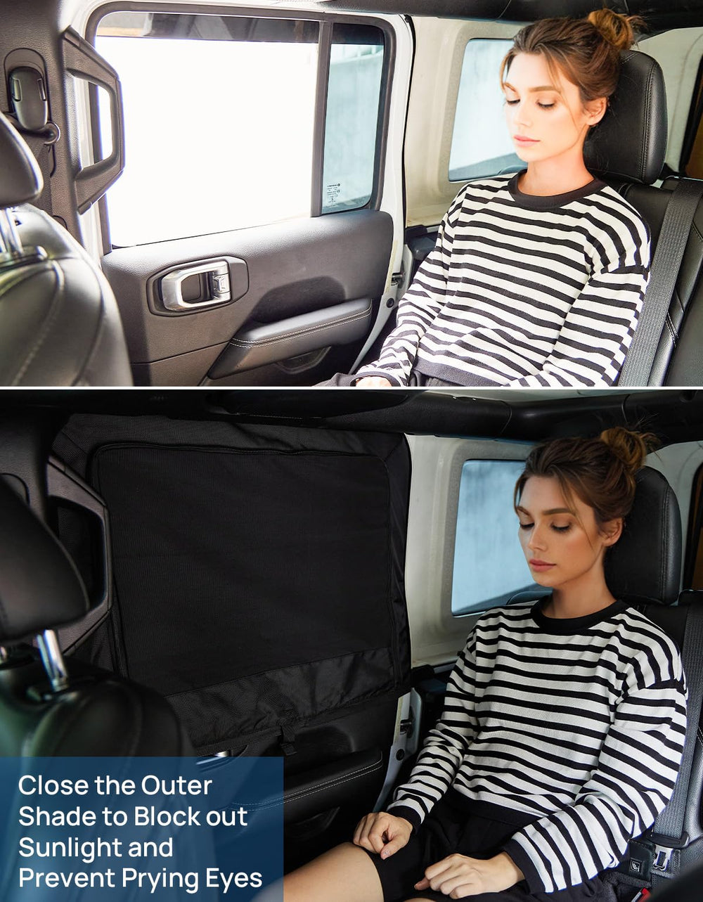 JOYTUTUS UV-blocking shade reduces heat and increases privacy on Wrangler.