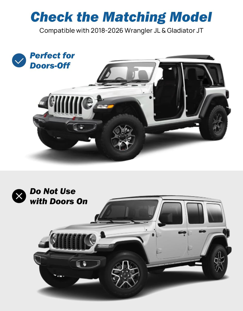 Wide trail view when doors are off improves peripheral visibility.