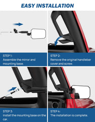 Joytutus side mirrors rotated 360 degrees for optimal side and rear visibility.