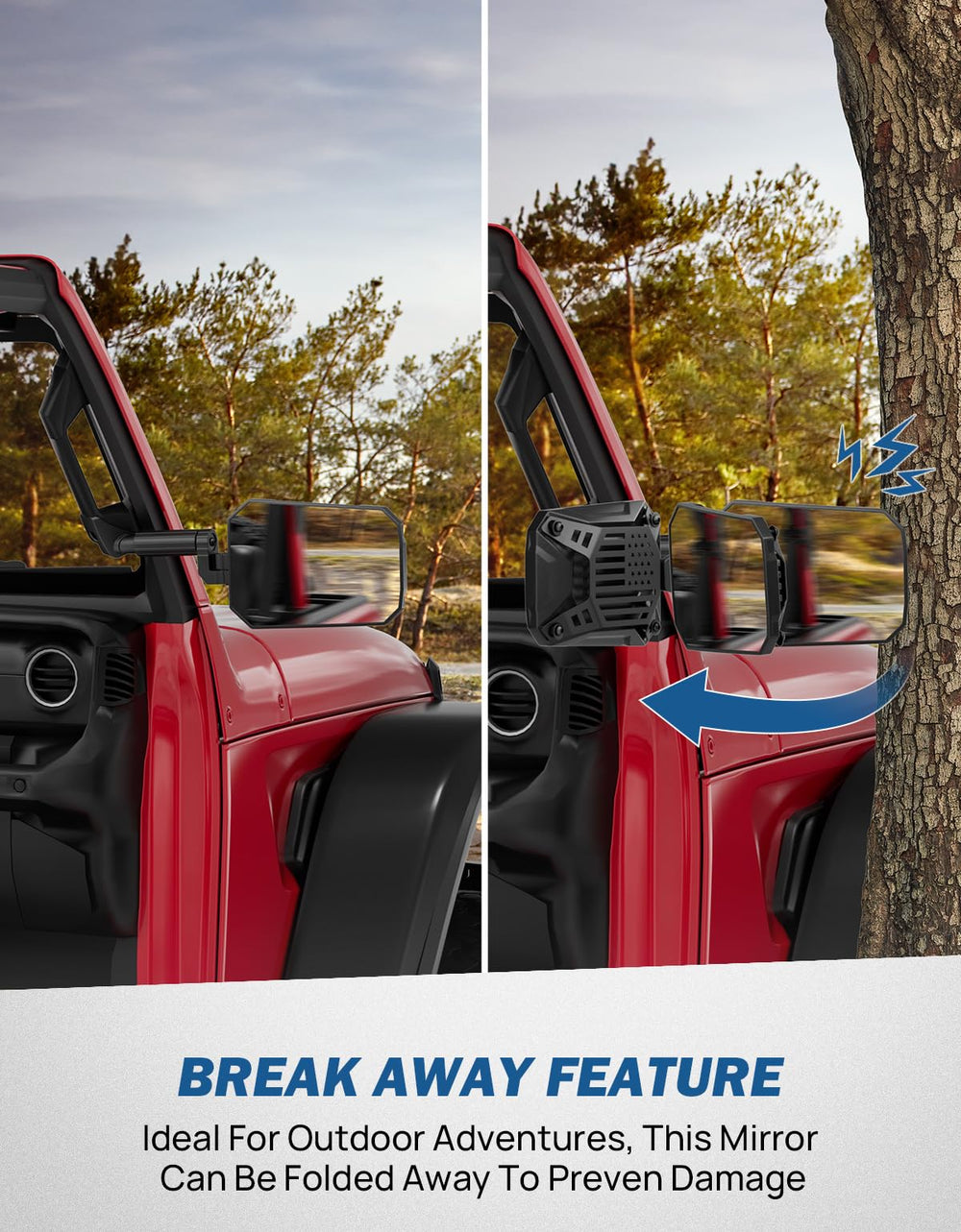 Joytutus mirrors with powder-coated metal finish for durable, rust-proof exterior.