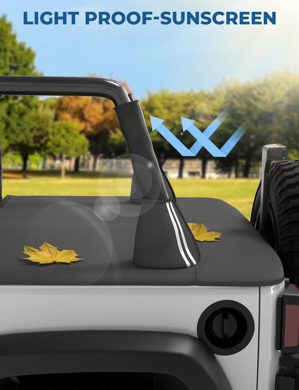JOYTUTUS Wrangler JK tonneau cover rear view with magnet system in action.