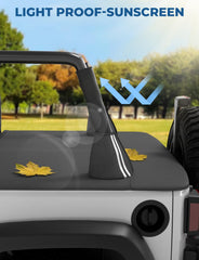 JOYTUTUS Wrangler JK tonneau cover rear view with magnet system in action.