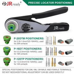 JRready 12-22 AWG crimp range with built-in ratchet for consistent results