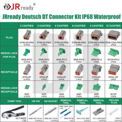 JRready ACT-M202 crimp tool close-up highlights precise 8-position depth control.