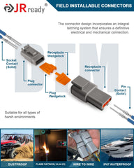 JRready Deutsch DTM 3-pin 20awg contacts enabling stable automotive conductivity.