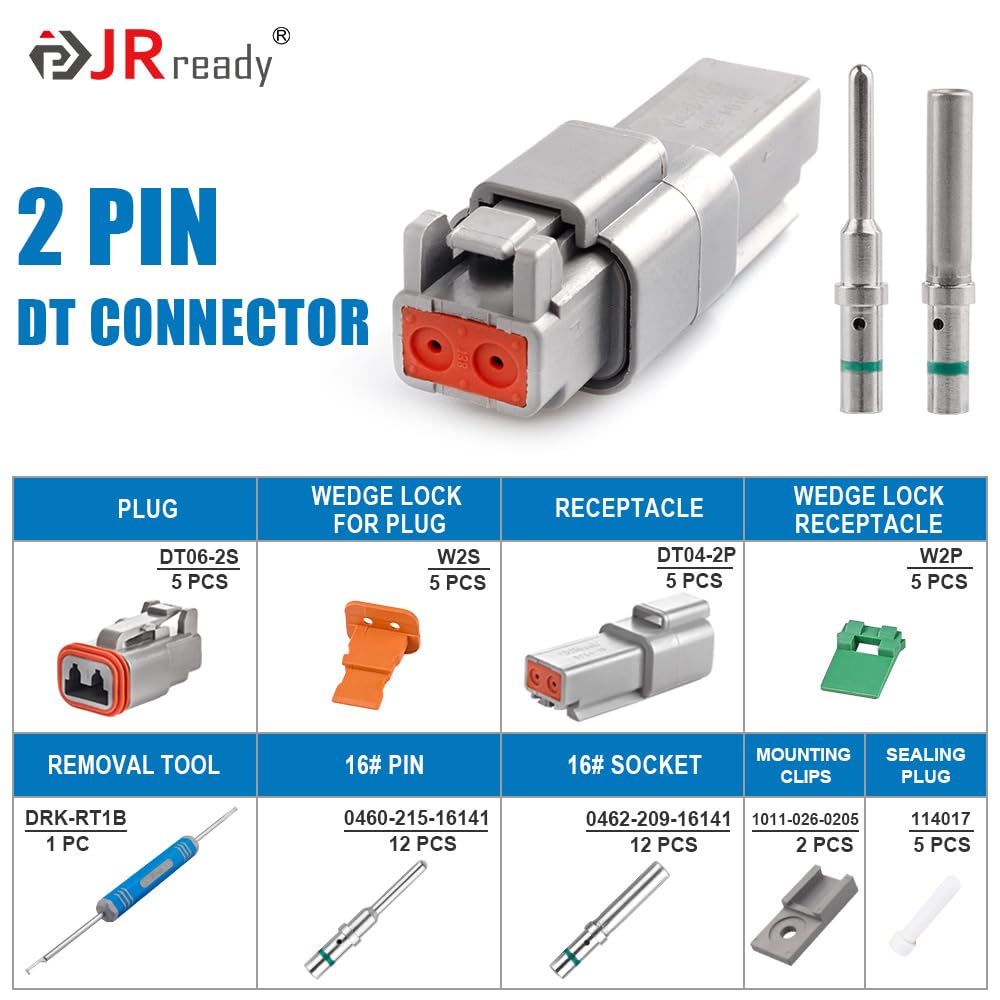 JRready DT 2-pin assembly parts laid out for easy inspection