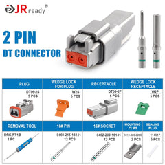 JRready DT 2-pin assembly parts laid out for easy inspection