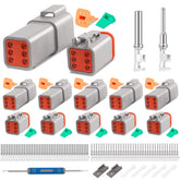 JRready DT6-pin kit package list with plugs and contacts for quick wiring