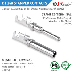 JRready size 16 stamped contacts offer corrosion resistance and soldering options
