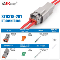 Close-up of JRready DT 2-pin connectors showing durable PA66 housing