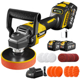 Jruav cordless buffer polisher with front view and wax-ready pad for detailed finish.