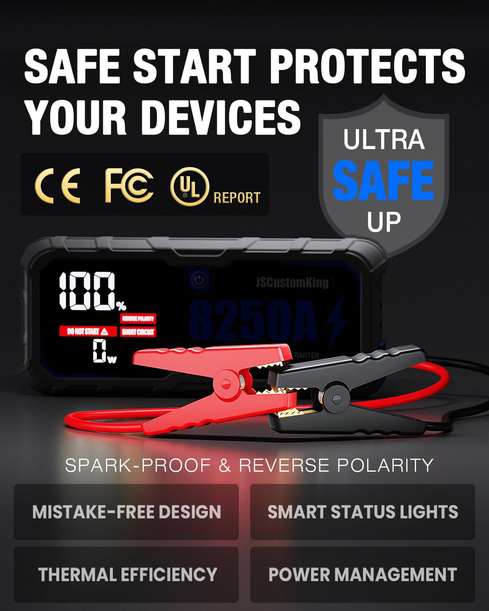 JSCUSTOMKING 8250A dual USB ports ready to power mobile devices.