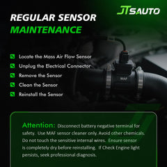 JTSAUTO MAF sensor packaging indicating easy, tool-free replacement.
