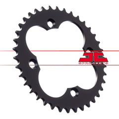 JT Sprockets JTR1350-38t steel rear sprocket side view for rugged chain reliability.