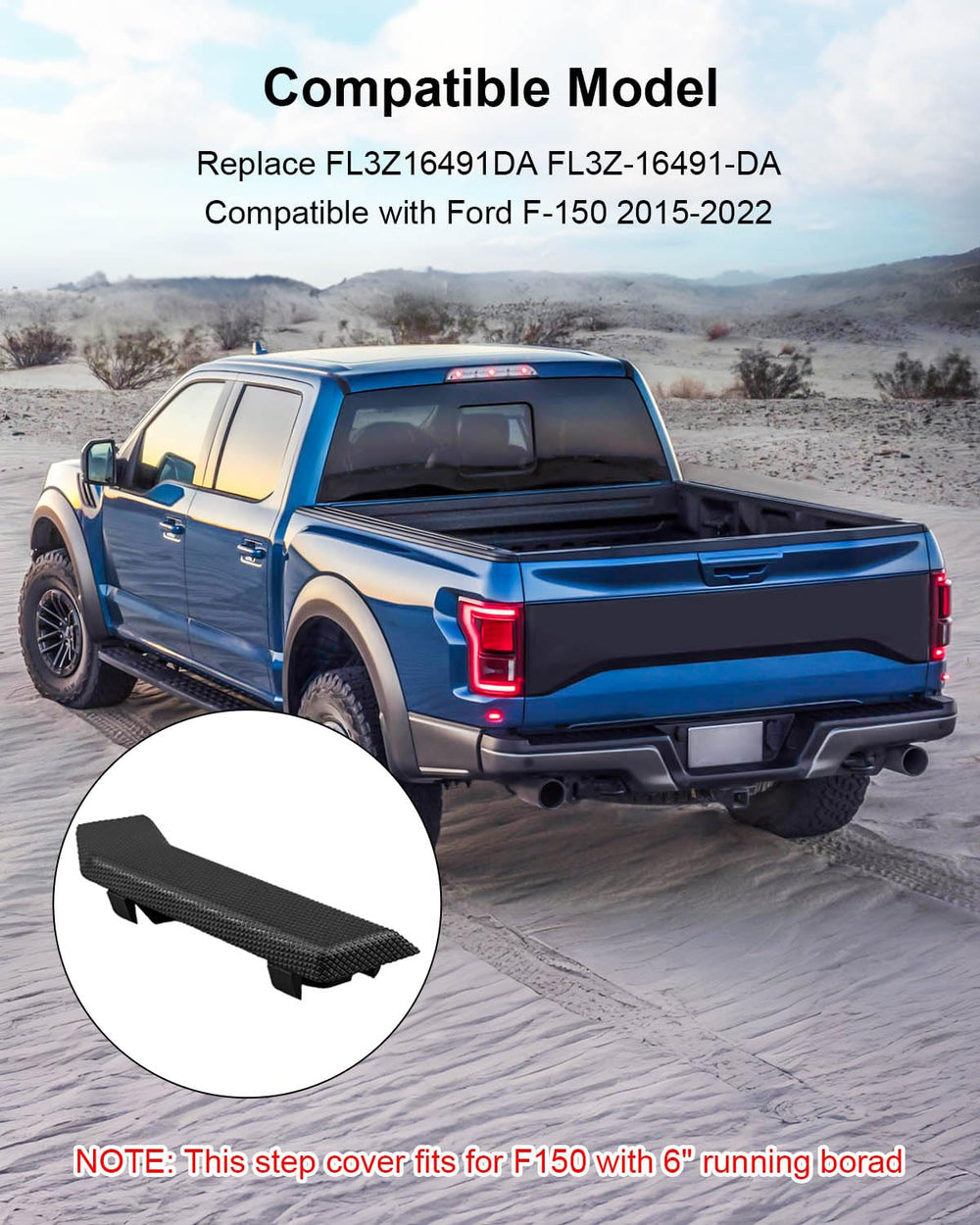 JUFWKO running board pad anti-slip right for F-150 improves stability