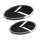 JULOPO 2Pcs K Logo front hood emblem in silver carbon fiber adds sporty flair
