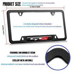 JULOPO two-piece black aluminum license plate frame rear view enhances rear aesthetics.