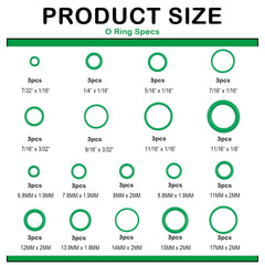 Junecarp o-rings multi-size set spanning 18 sizes for versatile repairs.