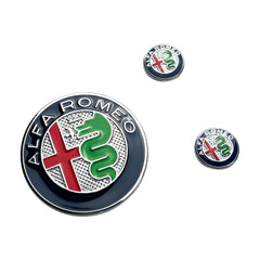 JUNMEI 3D zinc central knob logo decal enhances Alfa Romeo Giulia interior style