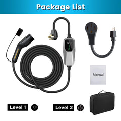 Junsun Level 1 adapter compatible with SAE-J1772 vehicles.