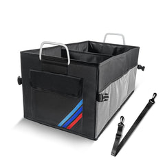 Junsungo Car Trunk Organizer closed with aluminum handle for easy transport.