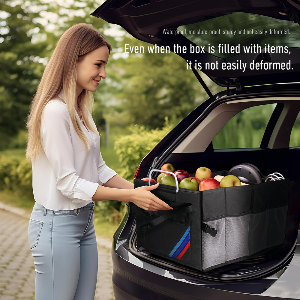 Junsungo Car Trunk Organizer folded for compact storage.