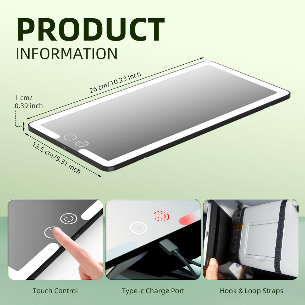 Junyaoxuan rechargeable LED vanity mirror provides cordless car usability