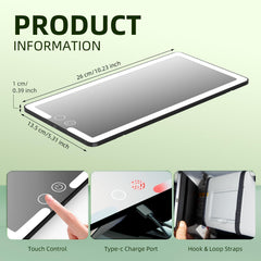 Junyaoxuan rechargeable LED vanity mirror provides cordless car usability