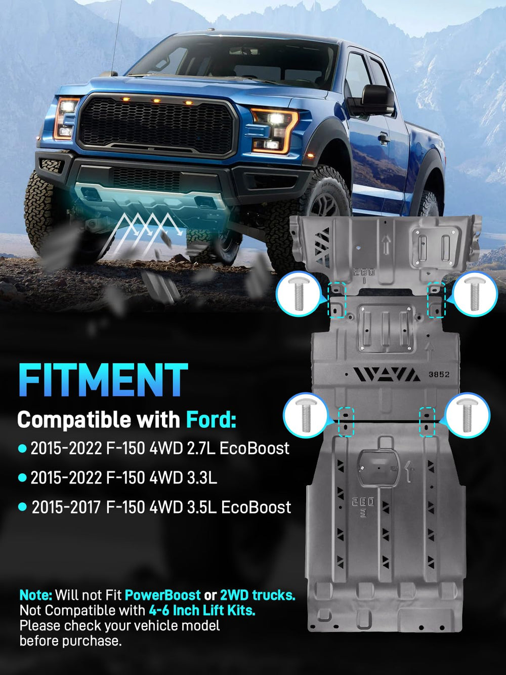 JURPLIX full skid plate transmission protection guards critical components during off-road runs
