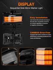 JURPLIX Sequential turn signal mirror lights brighten road awareness