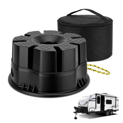 JURPLIX trailer jack block with 6-inch lift for easier RV leveling on uneven terrain.
