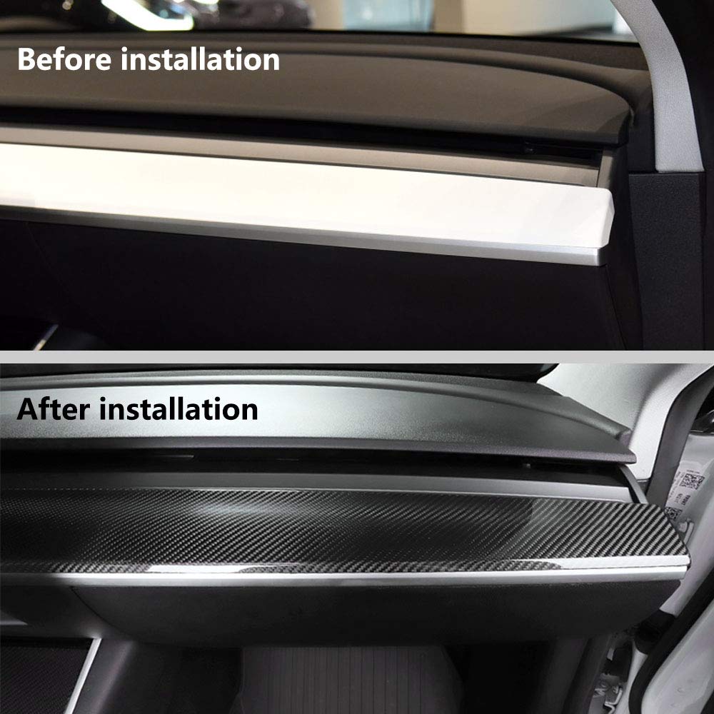 Justautotrim ABS carbon fiber grain panel decor protects surfaces in Tesla Model 3/Y.