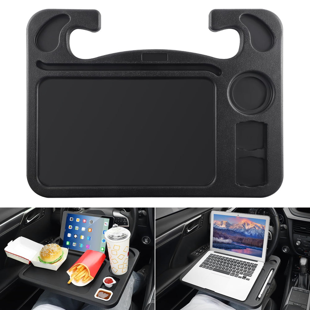 JustTop 4-in-1 steering wheel desk holding a laptop for on-the-go productivity.