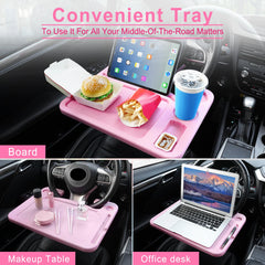 JUSTTOP easy-install car tray clamps to steering wheel for quick setup.