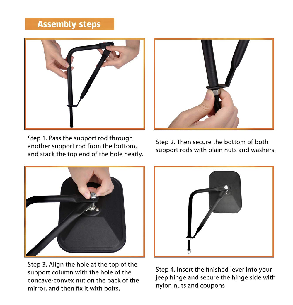 JUSTTOP mirrors off anti-vibration pads reduce noise during off-roading