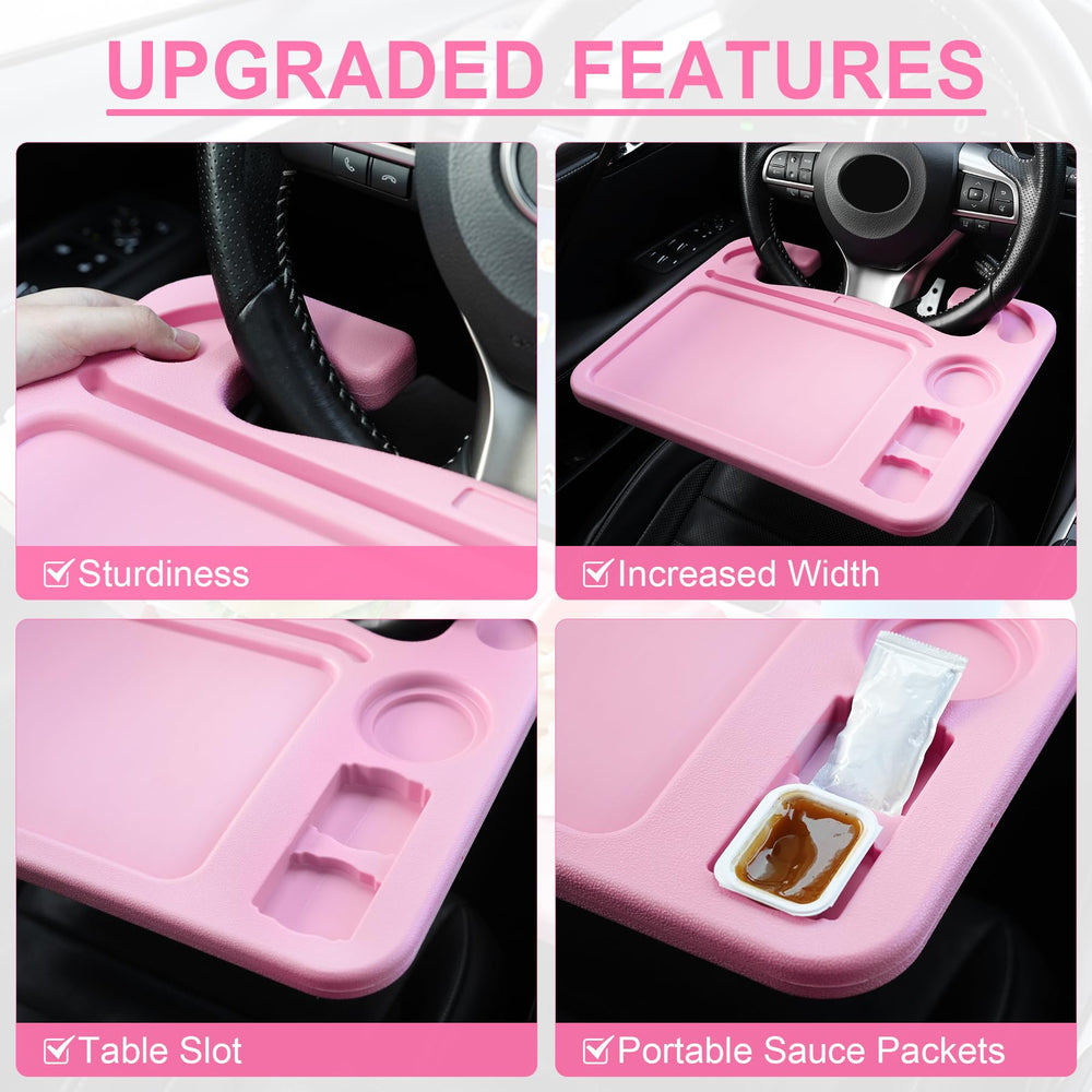 JUSTTOP wide desktop steering wheel table provides extra space for meals or work.