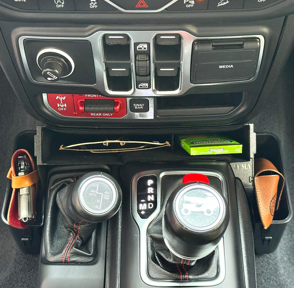 JVMA gear tray phone stand fits large phones for CarPlay use.