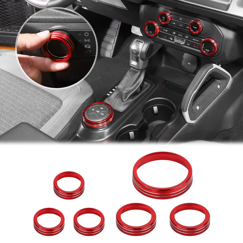 JWWY air conditioner and headlight knob in red finish for interior style and protection