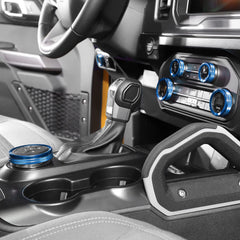 JWWY Bronco blue audio switch knob shields wear on dials.