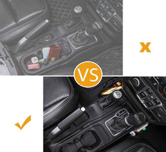 JWWY Gladiator JT 4xe center console tray organizes cables and cards.
