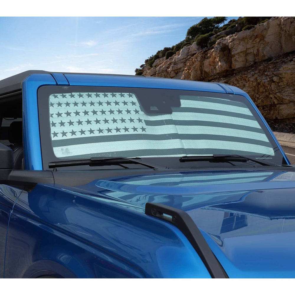 JWWY UV blocking sunshade reduces sun exposure for a cooler cabin.
