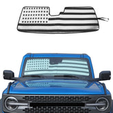 JWWY windshield sunshade for Bronco 4-door blocks glare and fits perfectly.