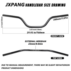 JXPANG 760mm length handlebars provide balanced leverage for steering control.